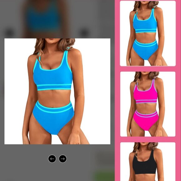NWT‎ Blooming Jelly Sporty Color Block Cheeky High Cut Bikini Set Small - Picture 8 of 10